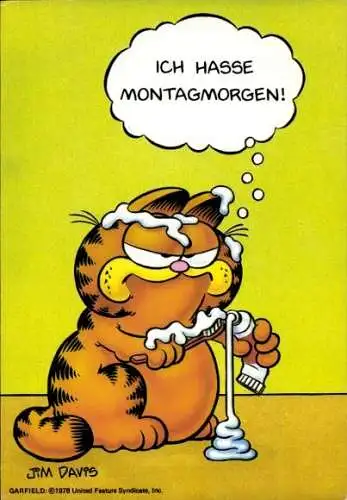 Künstler Ak Davis, Jim, Garfield, Ich hasse Montagmorgen, Zahnpasta