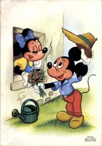 Künstler Ak Walt Disney, Micky Maus, Minnie Maus