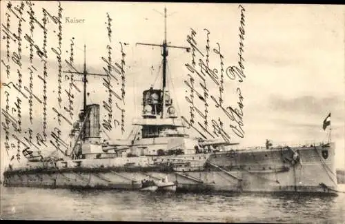 Ak Deutsches Kriegsschiff, SMS Kaiser, Großlinienschiff