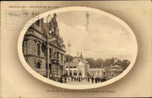 Ak Brüssel Brüssel, Ausstellung 1910, Stadtpalast und Rubenshaus