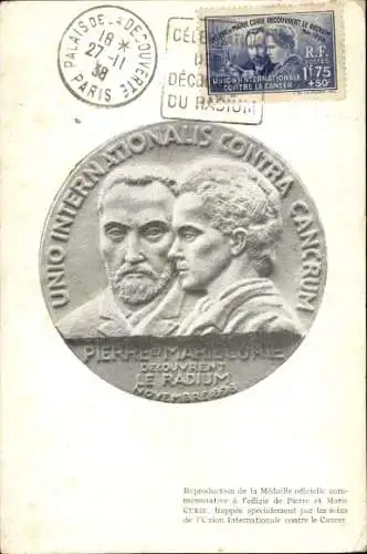 Ak Physikerin Marya Curie Sklodowska, Marie Curie, Portrait, Nobelpreisträgerin, Medaille