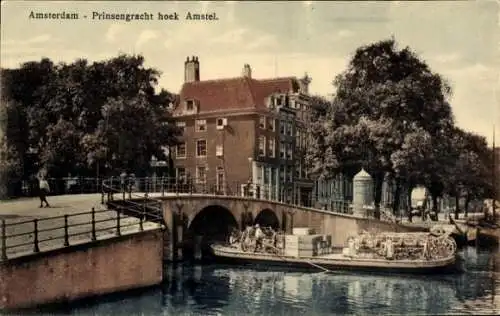 Ak Amsterdam Nordholland Niederlande, Prinsengracht Ecke Amstel