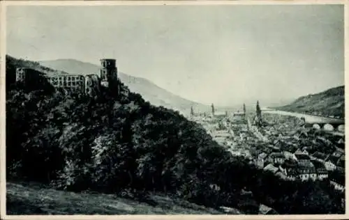 Ak Heidelberg am Neckar, Teilansicht, Blick von der Scheffelterrasse