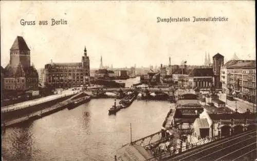 Ak Berlin Mitte, Dampferstation Jannowitzbrücke