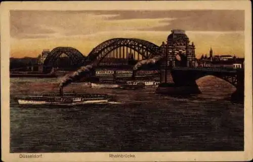 Ak Düsseldorf am Rhein, Rheinbrücke