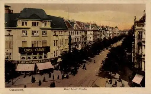 Ak Düsseldorf am Rhein, Graf Adolf Straße, Corso Cabaret, Geschäft Emil Wolsdorf Akt.-Ges.