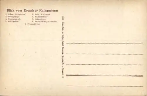 Ak Dresden Altstadt, Blick vom Rathausturm, Frauenkirche, Hofkirche, Schloss