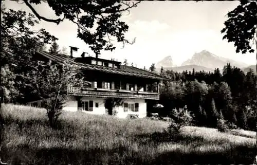 Ak Berchtesgaden in Oberbayern, Haus Wiesenlehen, Watzmann