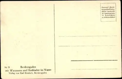 Ak Berchtesgaden in Oberbayern, Panorama, Watzmann, Hochkalter, Winter