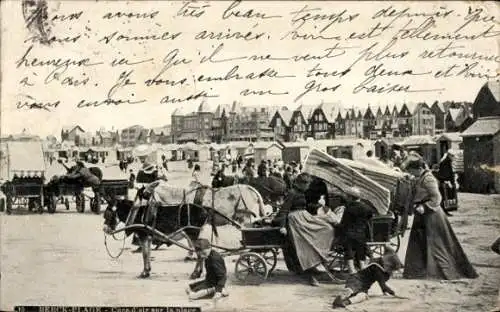 Ak Berck Plage Pas de Calais, am Strand, Kutschen