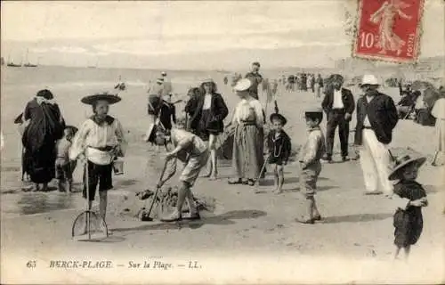 Ak Berck Plage Pas de Calais, Strand, Badegäste