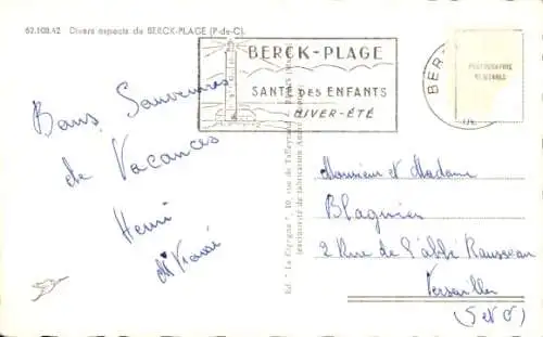 Ak Berck Plage Pas de Calais, Leuchtturm, Strandpromenade, Strand