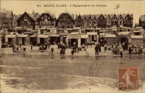 Ak Berck Plage Pas de Calais, Esplanade, Badekabinen am Strand