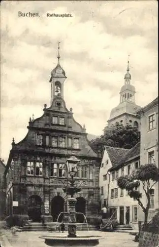 Ak Buchen im Odenwald Baden, Rathausplatz