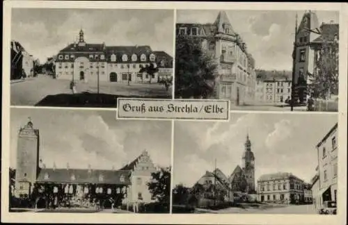 Ak Strehla an der Elbe Sachsen, Teilansichten, Kirche