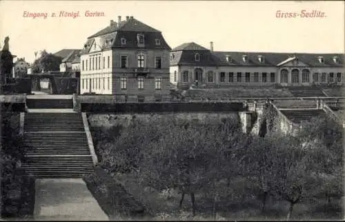 Ak Groß Sedlitz Großsedlitz Heidenau Sachsen, Eingang zum Königlichen Garten