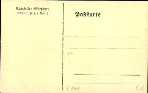 Ak Würzburg am Main Unterfranken, Ratskeller, Würzburger Zimmer