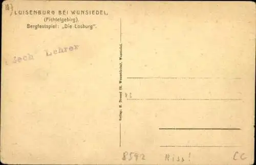 Ak Luisenburg Wunsiedel in Oberfranken, Bergfestspiel Die Losburg