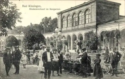 Ak Bad Kissingen Unterfranken Bayern, Blumenverkauf im Kurgarten