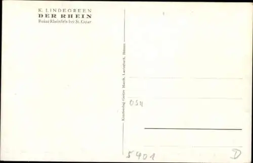 Künstler Lindegreen K., Ak St. Goar, Ruine Rheinfels