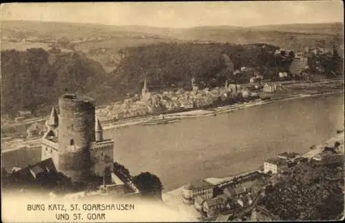 Ak St. Goarshausen am Rhein, Burg Katz, St. Goar, Panorama