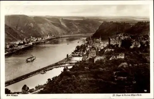 Ak St. Goar am Rhein, Burg Rheinfels, Ruine, Panorama