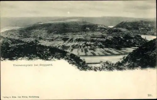 Ak Boppard am Rhein, Vierseenplatz, Panorama