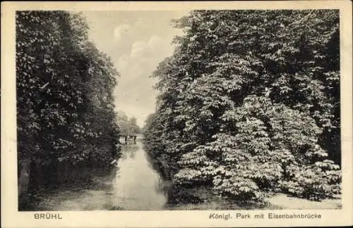 Ak Brühl in Westfalen, Königlicher Park, Eisenbahnbrücke