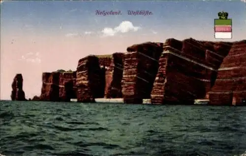 Ak Nordseeinsel Helgoland, Westküste, Wappen