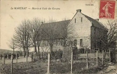 Ak Le Martrat Saône-et-Loire, Mairie, Ecole des Garcons