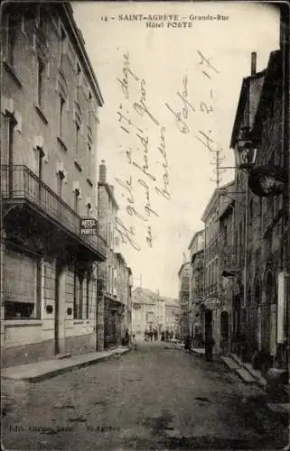 Ak Saint Agrève Ardèche, Grande Rue, Hotel Porte