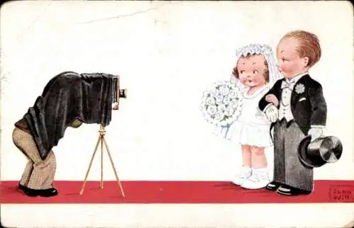 Künstler Ak Wills, John, Brautpaar, Fotograf