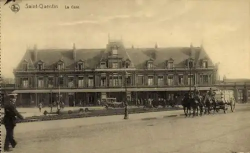 Ak Saint Quentin Aisne, Bahnhof