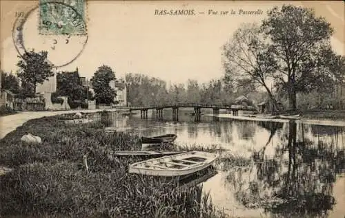 Ak Bas Samois Seine et Marne, Blick auf die Fußgängerbrücke