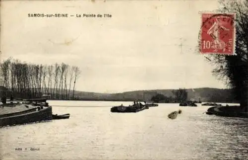 Ak Samois sur Seine Seine et Marne, La Pointe de Ile