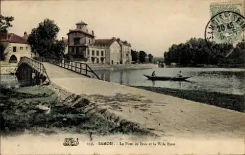 Ak Samois sur Seine Seine et Marne, Le Pont de Bois und Villa Rose