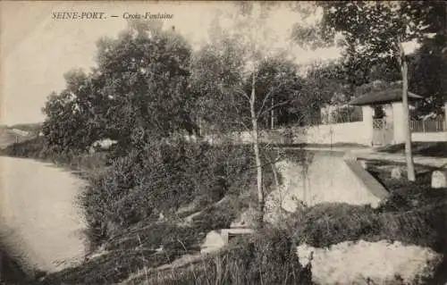 Ak Seine Port Seine et Marne, Croix Fontaine