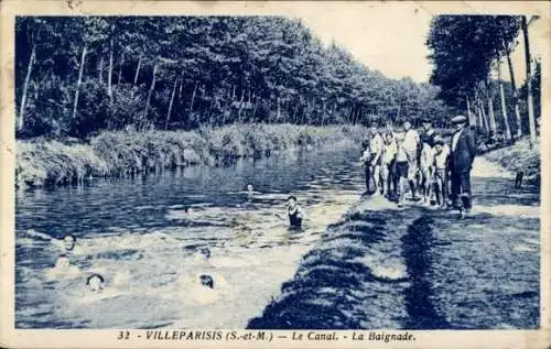 Ak Villeparisis Seine et Marne, Der Kanal, La Baignade