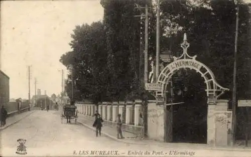 Ak Les Mureaux Yvelines, Eingang zur Brücke, Eremitage