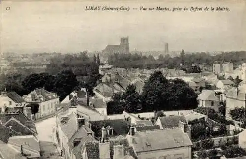 Ak Limay Yvelines, Blick auf Mantes, aufgenommen vom Glockenturm des Rathauses