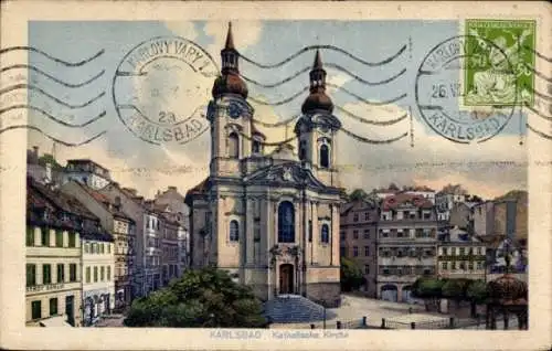 Ak Karlovy Vary Karlsbad Stadt, Katholische Kirche