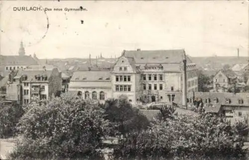 Ak Durlach Karlsruhe in Baden, Neues Gymnasium