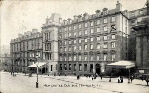 Ak Newcastle upon Tyne Northumberland England, Hauptbahnhof-Hotel