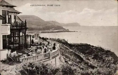 Ak Port Erin Isle of Man, Collisons, Gesamtansicht, Hotel, Terrasse