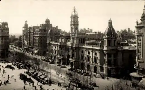 Ak Valencia Stadt Spanien, Platz des Caudillo, Rathaus