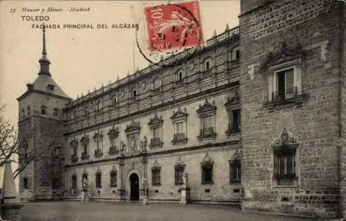 Ak Toledo Castilla La Mancha Spanien, Hauptfassade des Alcazar