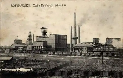 Ak Rotthausen Gelsenkirchen Westfalen, Zeche Dahlbusch, Schacht 6