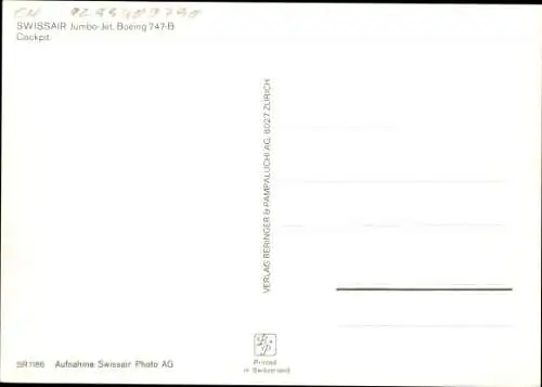 Ak Swissair Jumbo Jet, Boeing 747 B, Cockpit, Flugzeug