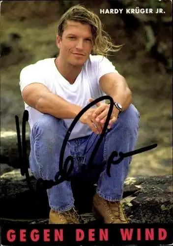 Ak Schauspieler Hardy Krüger jun., Portrait, Gegen den Wind, Autogramm
