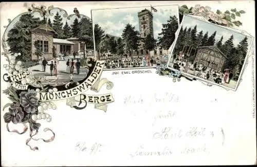 Litho Wilthen in der Oberlausitz, Mönchswalder Berg, Aussichtsturm, Gasthaus